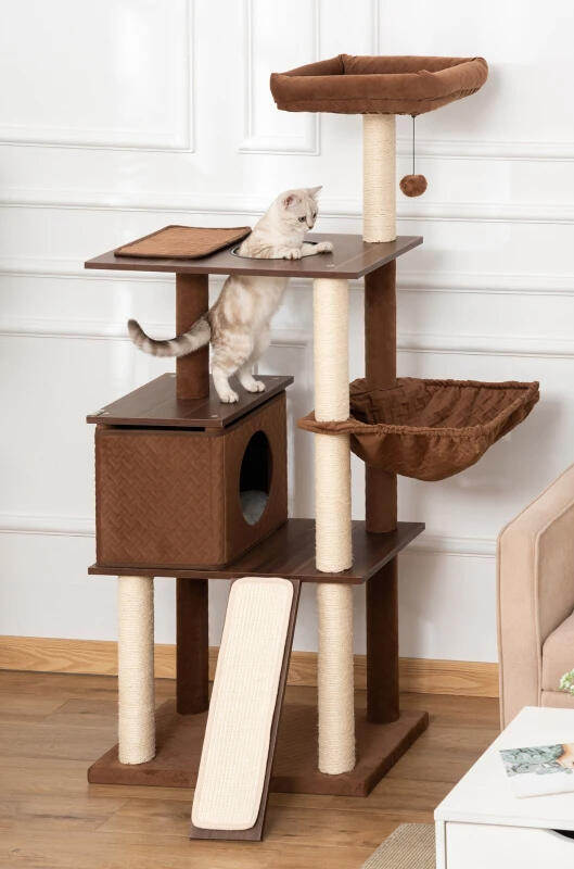 PawHut 58&quot; Scratching Cat Tree Huge Cat Tree